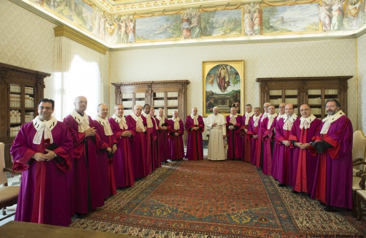 Vaticano, 22 gennaio 2016: Papa Francesco inaugura l'anno giudiziario del Tribunale della Rota Romana