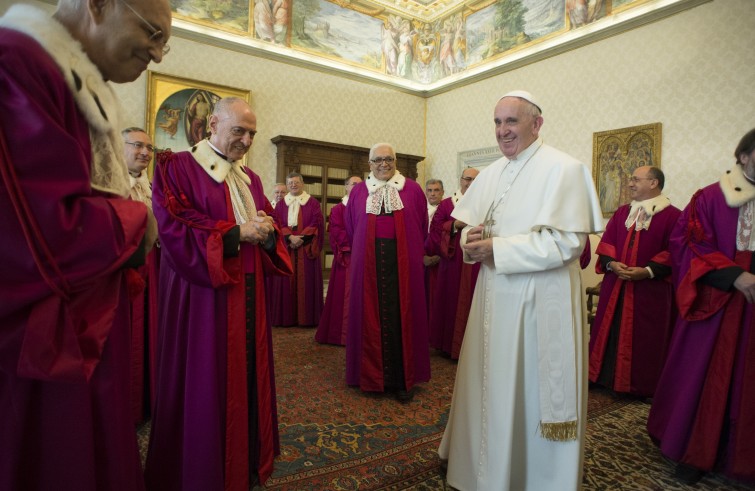 Vaticano, 22 gennaio 2016: Papa Francesco inaugura l'anno giudiziario del Tribunale della Rota Romana