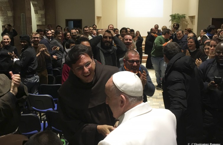 Rieti, 4 gennaio 2016: visita di Papa Francesco al Santuario francescano di Greccio