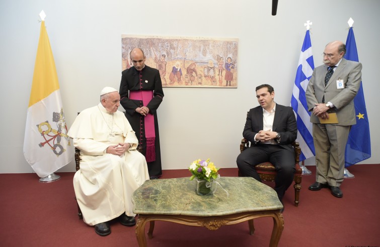 Papa Francesco incontra Alexis Tsipras (Lesbo, 16 aprile 2016)