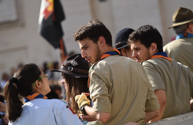 24 aprile 2016: Giubileo dei ragazzi messa con Papa Francesco in piazza San Pietro - scout