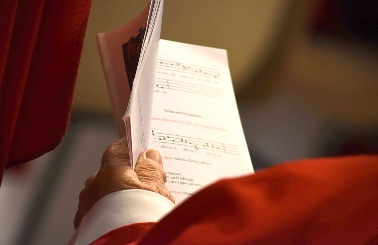 Basilica Vaticana, 15 maggio 2016: Messa domenica di Pentecoste con Papa Francesco - Sacerdote legge