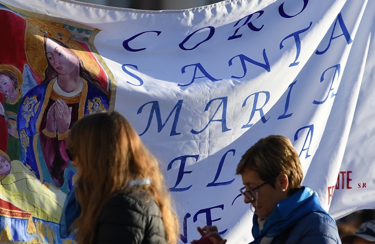 Piazza San Pietro, 22 ottobre 2016: Udienza giubilare Papa Francesco - Striscione coro Giubileo corali