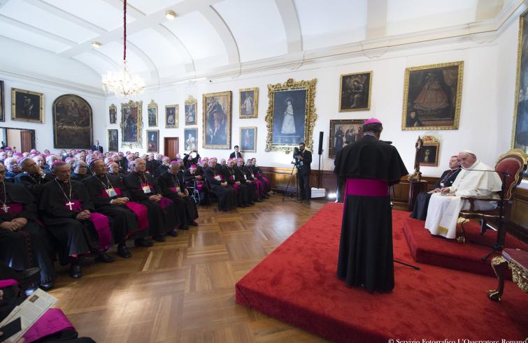 Bogotà (Colombia), 7 settembre 2017: Papa Francesco incontra vescovi e cardinali