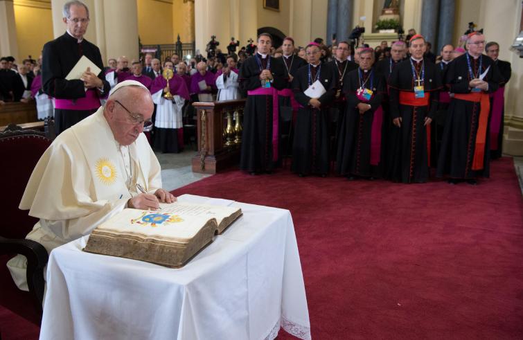 Bogotà (Colombia), 7 settembre 2017: Papa Francesco visita la Cattedrale