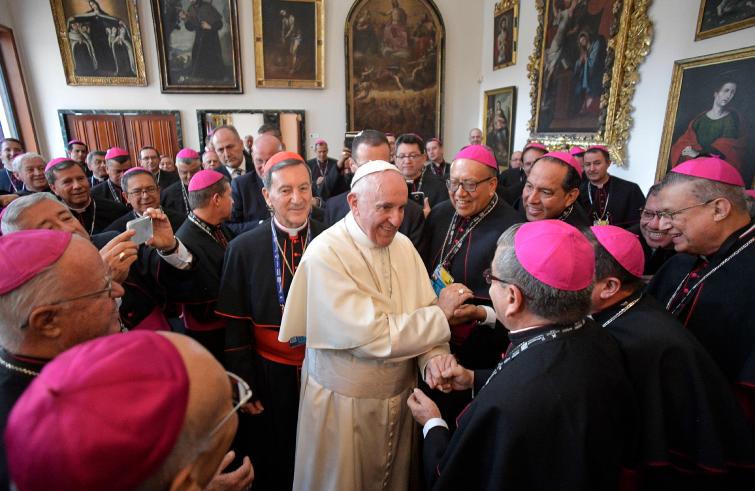 Bogotà (Colombia), 7 settembre 2017: Papa Francesco incontra vescovi e cardinali del Celam